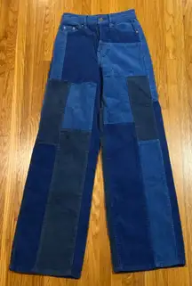 Pacsun Patchwork Panel Corduroy Mid-Rise Wide Leg Baggy Jeans Cords Pants Sz‎ 22