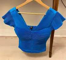 Blue Pleated Express Top