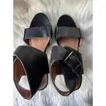 Clarks Artisan Black Heeled Sandals with Strappy Buckle Detail Size 7