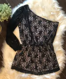 Bisou bisou blk w/shimmer gold cold arm blouse LG