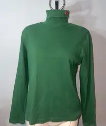 Holiday Editions green embroidered poinsettia turtleneck Christmas woman’s small