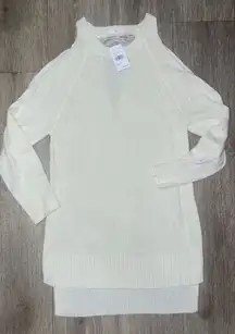 Lush Cream Cold Shoulder Sweater Dress Small Distressed