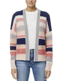 360 Cashmere striped multi color sweater cardigan size small