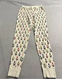 Hanna Andersson Cream Christmas Gnomes Pajamas Pants Small 100% Cotton Pockets