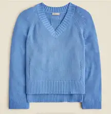 J. Crew Heritage Cotton Relaxed Women’s  V-Neck Sweater in Sky Blue