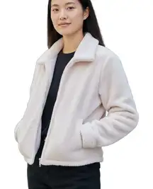 Young Fabulous & Broke Cozy Quilted Teddy Puffer Jacket Off White Size XS NWT