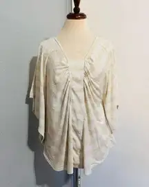 Canyon River Blues Women Light Tan Stripped Dolman Relaxed Fit Pull Over Top L