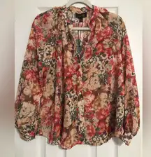 Truth by republic new blouse flowy floral fall colors women’s size XS NWT v neck