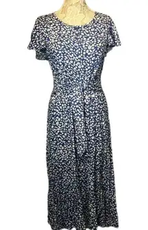 MADISON blue floral maxi dress with short flutter sleeves size small