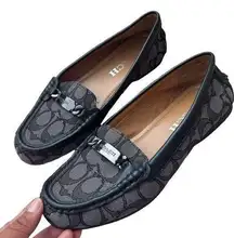 Coach  Olive Signature Jacquard Flats Loafers Shoes Black/Gray Sz US 6B