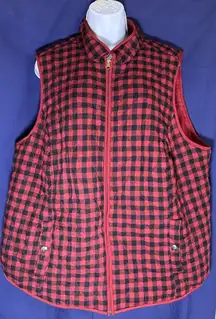 Croft & Barrow Red and Black Plaid Flannel Vest Full Zipper Size 2X