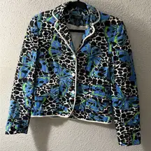 CITYSilk Vibrant Blue and Black Patterned Blazer Size 6