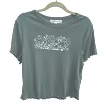 Rebellious One‎ Macy's Juniors Large Lettuce Edge Floral Mushroom Crop Top NWT