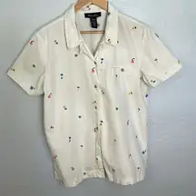 Denim & Co floral embroidery top