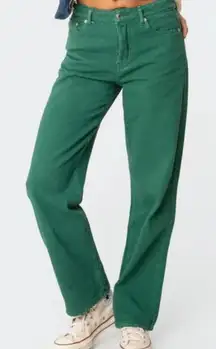EDIKTED WOMENS WIDE LEG JEANS GREEN NEW LARGE
