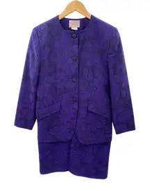 Vintage Pendleton Old Money Blazer‎ Skirt Set size 10 Purple Virgin Wool Floral