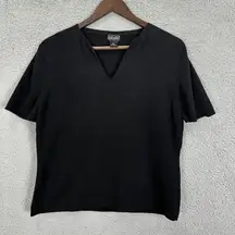 Rafaella top womens XL black knit‎ cotton fitted cropped minimalist basic casual