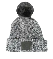 Love your melon Black White Knit Cuffed Beanie Winter Hat Pom Pom