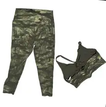 Aerie  offline leggings sports bra set camo green two piece athletic workout gym