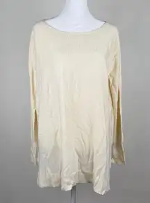 Joie Cream Scoop Neck Long Sleeve Side Slit Tunic Lightweight Sweater Size Small