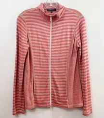 Lafayette 148  New York Striped Zip-up Brown/Red Long Sleeve Jacket