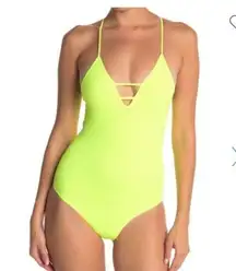 Free People Movement Womens Bodysuit Size M/L NWT Lime Geen Fitted V Neck