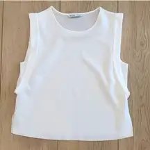 Zara New Collection White Sheer Back Tank Top