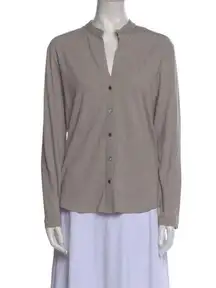 James Peres V-Neck Long Sleeve Button-Up Top Size: S