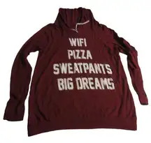 French Pastry Red WIFI Pizza Sweatpants Long Sleeve Hoodie Women Sweaters M