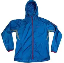 Marmot lightweight blue hooded windbreaker size Large