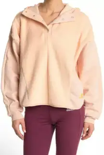 Essentials Golden Logo Sherpa Fleece Hoodie Blush Gold NWT