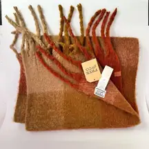 NWT Frye And Co Wide Band Fringed Winter Scarf Pumpkin Spice