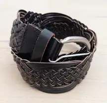 Womens Belt Size M Dark Brown Braided Bonded Leather Western Boho