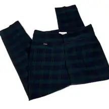 Peck & Peck | Plaid Pants Skinny Green Navy Rayon Blend Womens 10