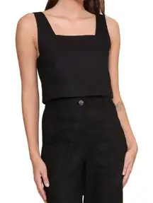 NWT Central Park West Linen Blend Hazel Top in Black