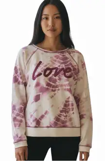 Victoria's Secret White Purple Pink Slouchy Pullover Sweatshirt Wide Neck Top M