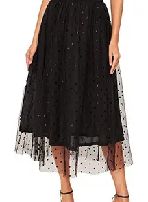 Elegant Black High-Low A-Line Midi Skirt for Cocktail