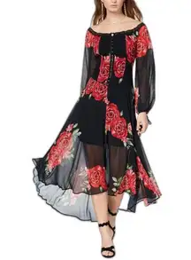 Disney  Princess | Floral Rose Corset Long Sleeve Midi Chiffon Dress Size XS