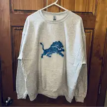 Detroit Lions sweatshirt! NFL gray sequin bedazzled logo crewneck size XL!