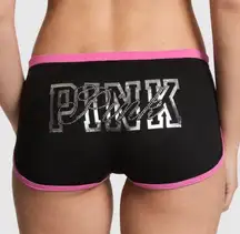 PINK VICTORIA’S SECRET Cotton Dorm Boyshort Black Pink Bling Foil PINK Logo S