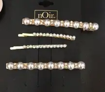 2 Sets Noir Pearls & Crystals Bobby Pins