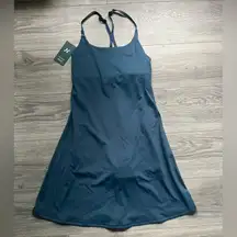 NEW Halara Blue Skinny Racerback Straps Skater Dress Built In Shorts Size M