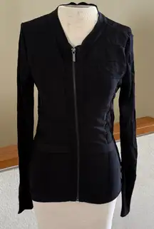 Bebe Elegant Black Knit jacket zip up Y2K XS