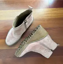 Suede lug sole wedge bootie 