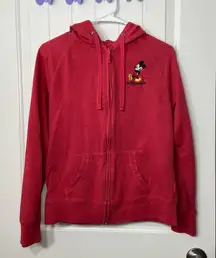 EUC Disney Parks authentic women’s red Mickey Mouse patch full zip‎ sweatshirt M