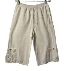 Habitat Pants Womens Size Small White Cropped Lightweight Pockets Elastic Waist