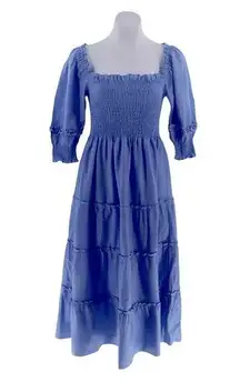 Hill House the Nesli Nap Dress in Light Blue Glitter Check