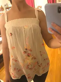 Flowy White Tank Top With Bows 