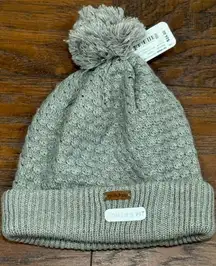 NEW Adidas Womens fit Pom Pom Beanie Hat Gray Knit Winter Warm Fleece Lined