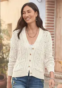 Sundance cream knit Aveline cardigan button front READ